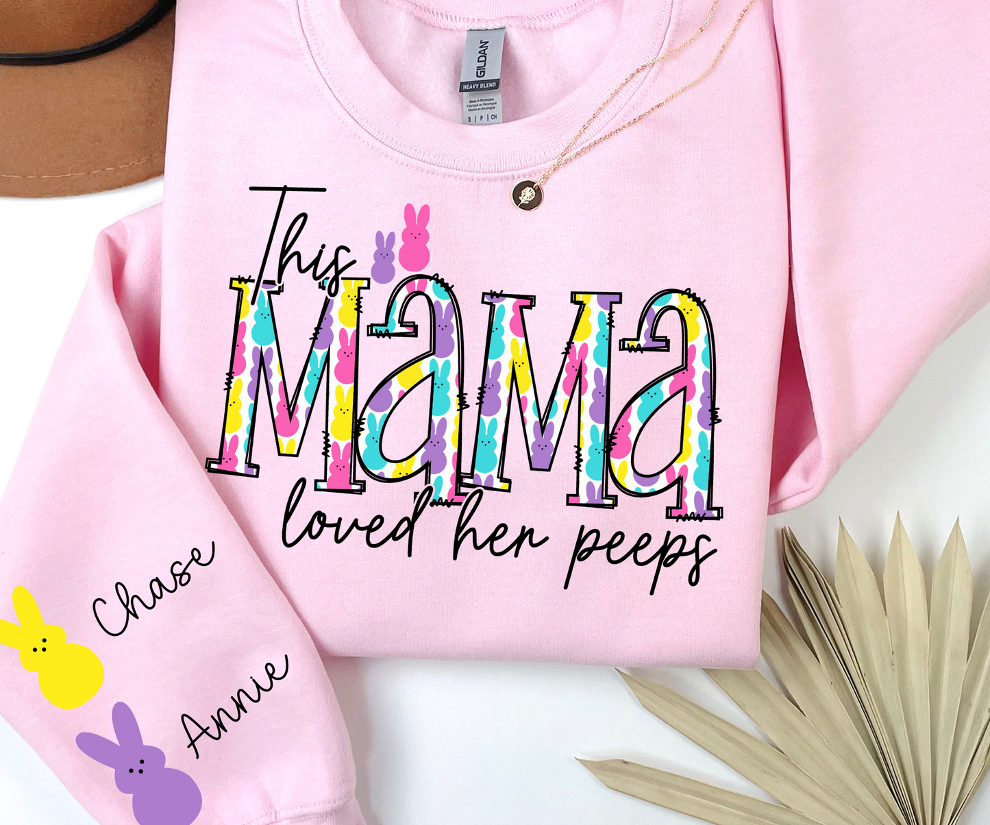 Custom This MAMA Loves Her Peeps Sweatshirt, Custom Mama Sweatshirt, Personalized Mama Sweat, Easter Mama Sweat, Mom Sweat, Easter Gift