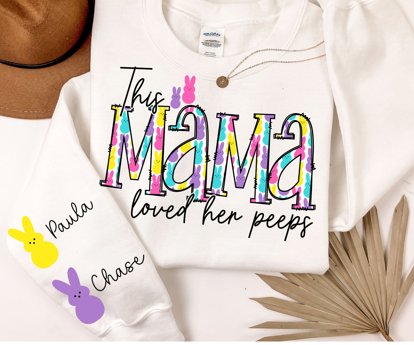 Custom This MAMA Loves Her Peeps Sweatshirt, Custom Mama Sweatshirt, Personalized Mama Sweat, Easter Mama Sweat, Mom Sweat, Easter Gift