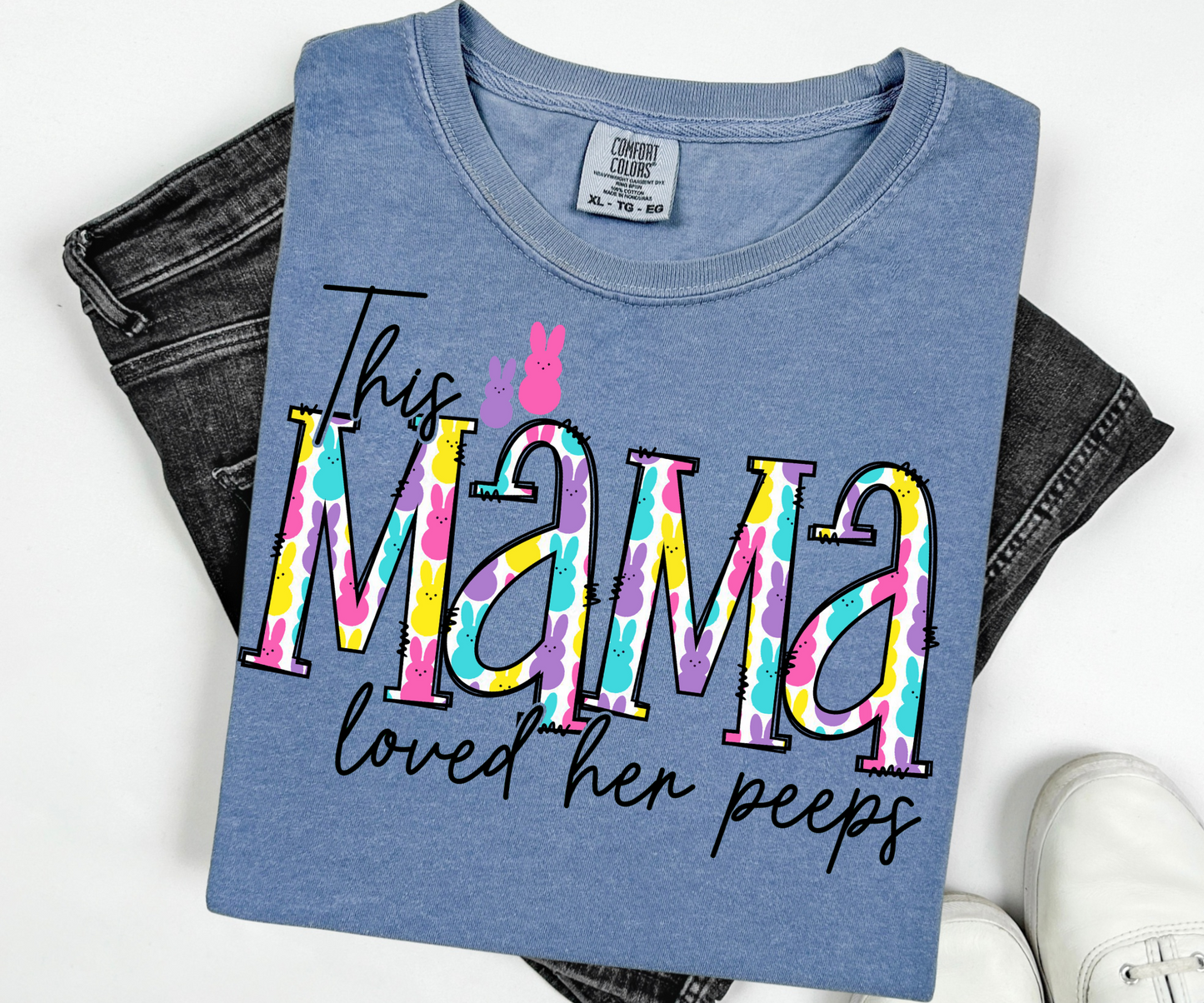 Custom This MAMA Loves Her Peeps Sweatshirt, Custom Mama Sweatshirt, Personalized Mama Sweat, Easter Mama Sweat, Mom Sweat, Easter Gift