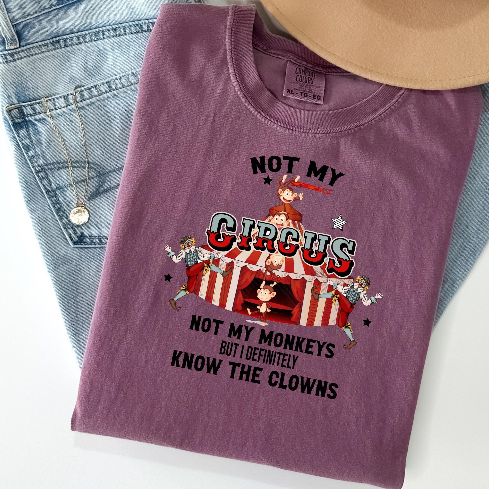 Funny Sarcastic T Shirt, Not My Circus Not My Monkeys But I Definitely Know The Clowns T-Shirt, Hilarious Saying Tee, Sassy Apparel, Gift