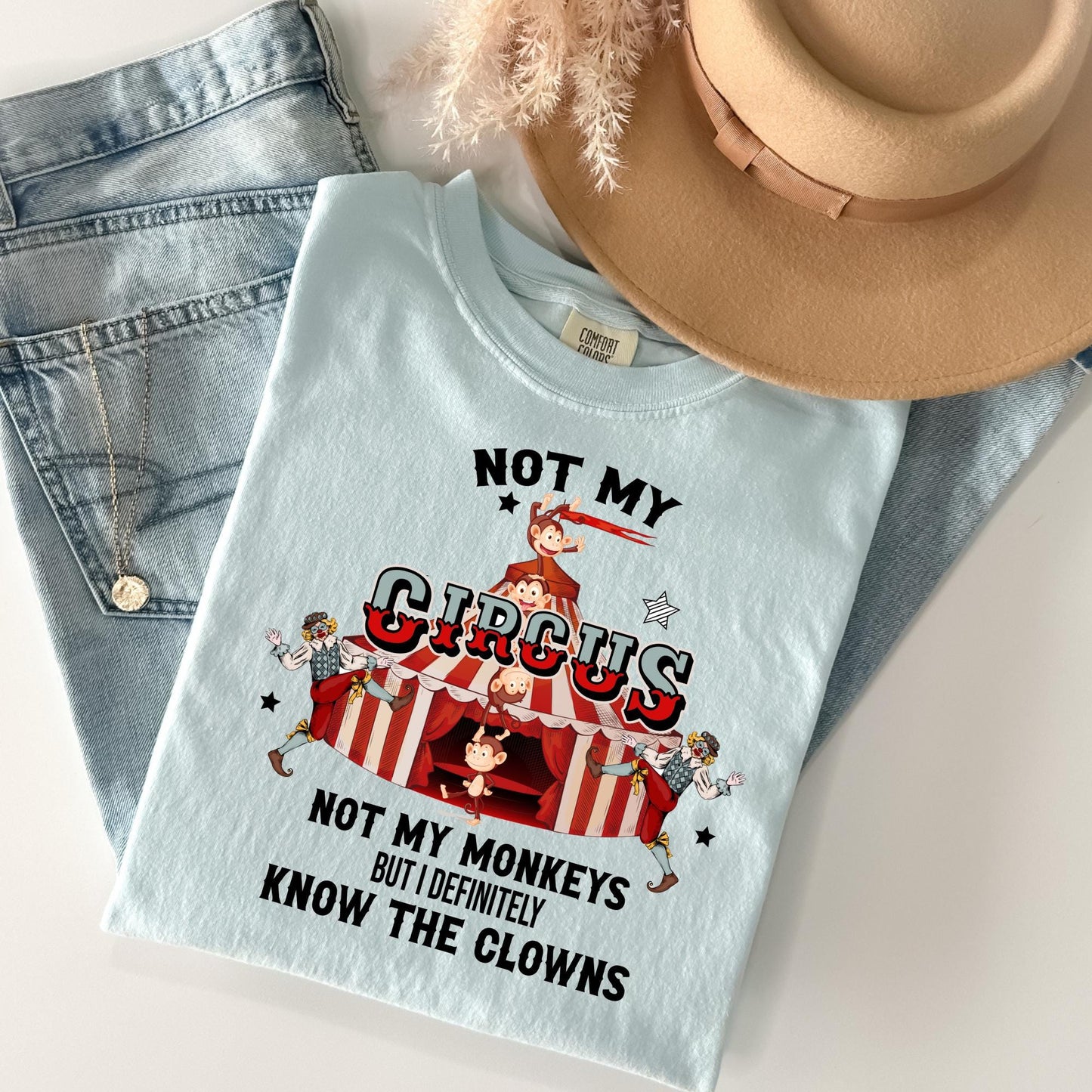 Funny Sarcastic T Shirt, Not My Circus Not My Monkeys But I Definitely Know The Clowns T-Shirt, Hilarious Saying Tee, Sassy Apparel, Gift